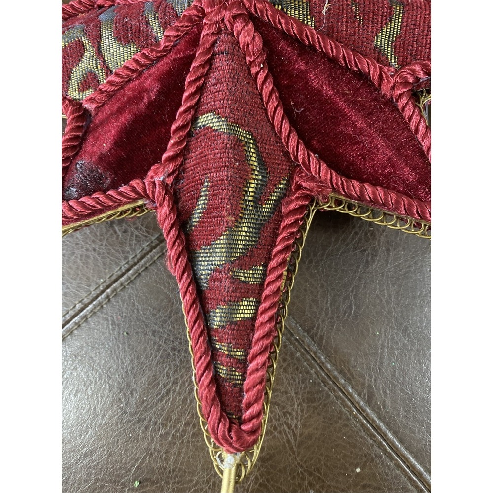 Vintage Kurt Adler 8-Point Star Christmas Tree Topper Red Velvet Gold Cord 12" - Picture 16 of 16